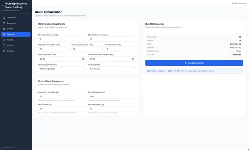 Courier Demo w/ Cross-Dock Options